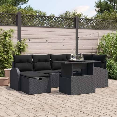 7-dijelni Vrtni Sofa Set s Jastučićima Crni Poli Ratan Cijena