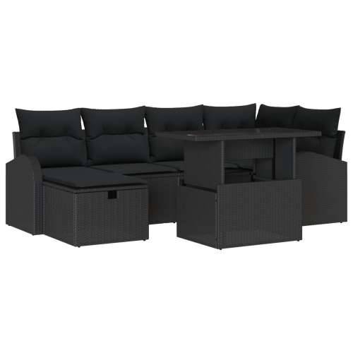 7-dijelni Vrtni Sofa Set s Jastučićima Crni Poli Ratan Cijena