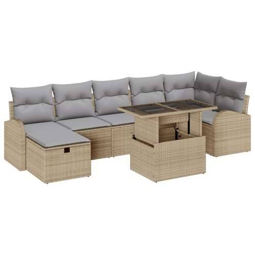 8-dijelni vrtni sofa set s jastučićima bež poli ratan Cijena