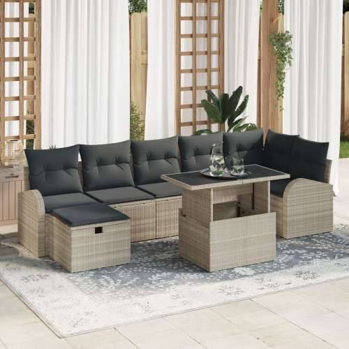 set vrtnih sofa s jastucima, svijetlosivi, poli ratan Cijena