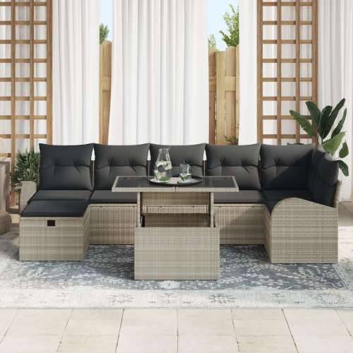 set vrtnih sofa s jastucima, svijetlosivi, poli ratan Cijena