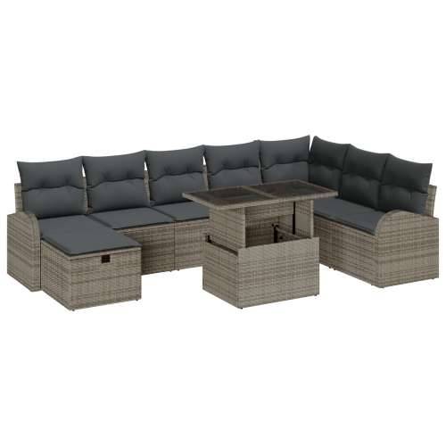 9 komadni set vrtnih sofa s jastučićima siva poli ratan Cijena