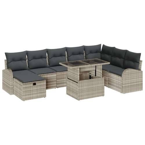 9-dijelni vrtni sofa set s jastučićima svijetlosivog poli ratana Cijena