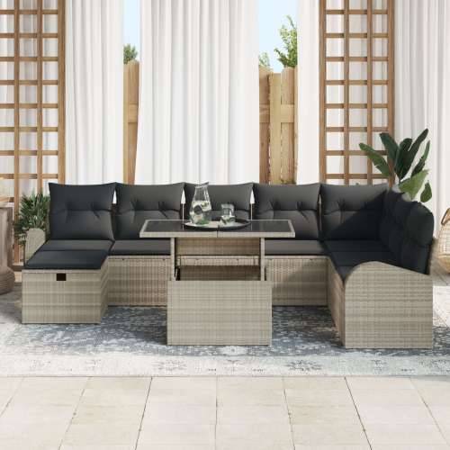 9-dijelni vrtni sofa set s jastučićima svijetlosivog poli ratana Cijena