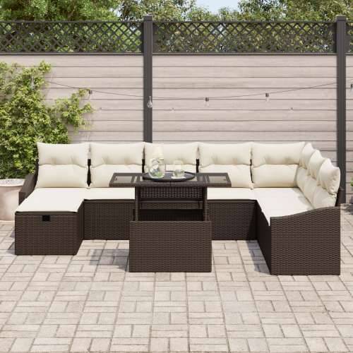9-dijelni set sofa za vrt s jastučićima smeđi poli ratan Cijena