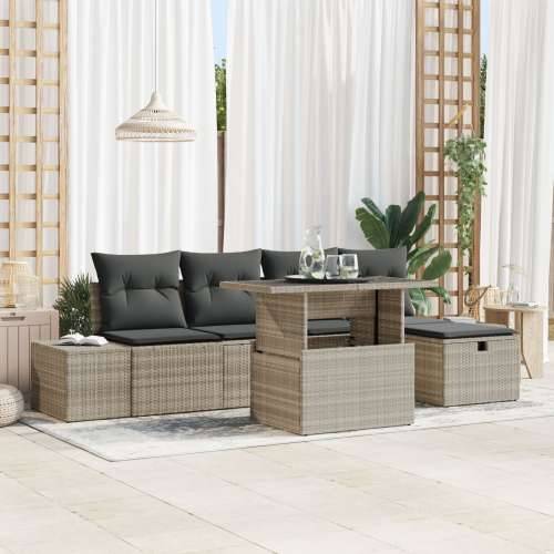 6 Dijelni Vrtni Sofa Set s Jastučićima Svijetlosivi Poli Ratan Cijena