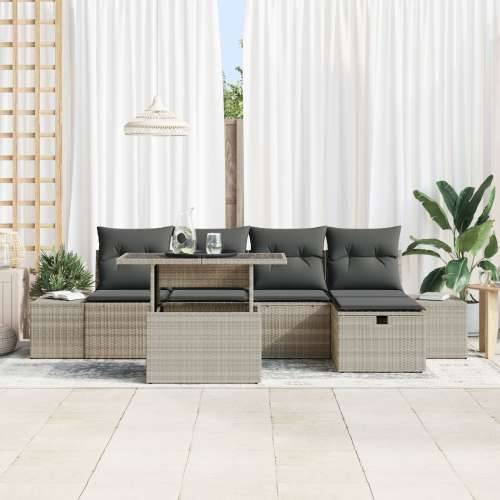 6 Dijelni Vrtni Sofa Set s Jastučićima Svijetlosivi Poli Ratan Cijena