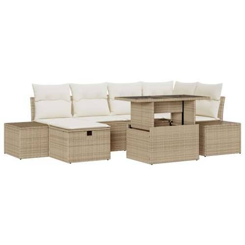7-dijelni Vrtni Sofa Set s Jastučićima Bež Poli Ratan Cijena