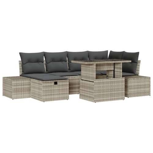7-dijelni vrtni sofa set s jastučićima svijetlo sivi poli ratan Cijena