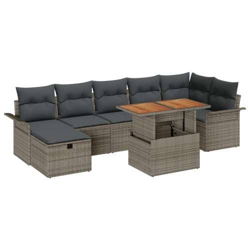 8 Dijelni Vrtni Sofa Set sa Jastucima Siva Poli Rattan Cijena