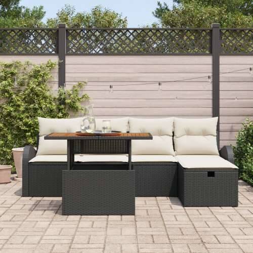 6-dijelni Vrtni Sofa Set s Jastučićima Crna Poli Ratan Cijena