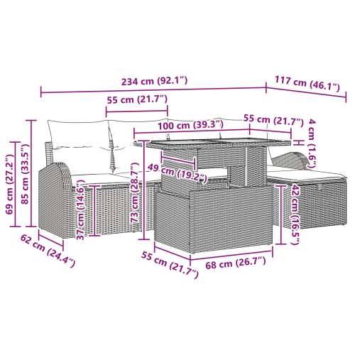 6-dijelni Vrtni Sofa Set s Jastučićima Crna Poli Ratan Cijena
