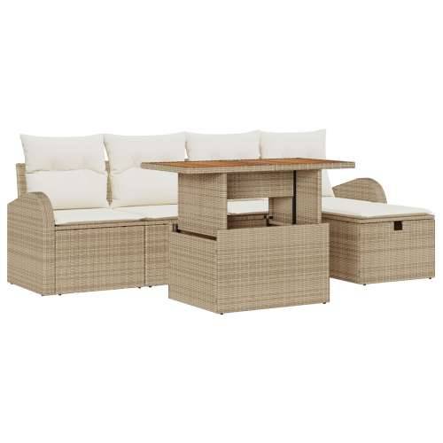 set vrtnih sofa od 6 komada s jastučićima bež poli ratan Cijena