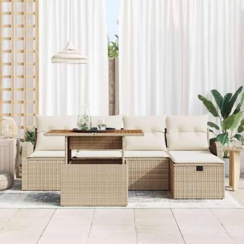 set vrtnih sofa od 6 komada s jastučićima bež poli ratan Cijena
