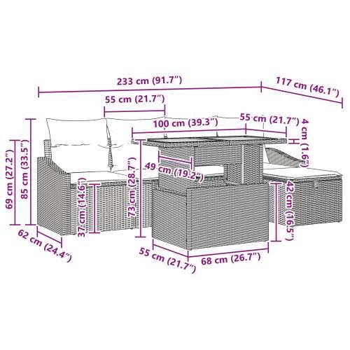 set od 6 komada vrtnih sofa s jastučićima crna poli ratan Cijena