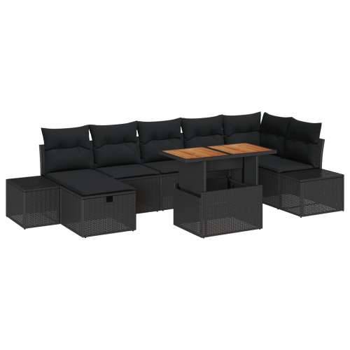 8-dijelni vrtni sofa set s jastučićima Crna Poli ratan Cijena