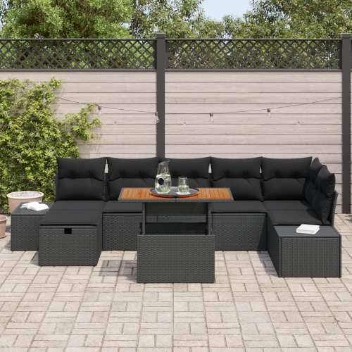 8-dijelni vrtni sofa set s jastučićima Crna Poli ratan Cijena