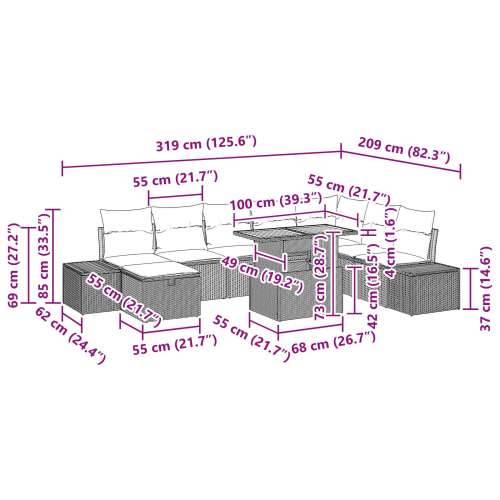 9-dijelni Sofa set za vrt s jastučićima Bež Poli ratan Cijena