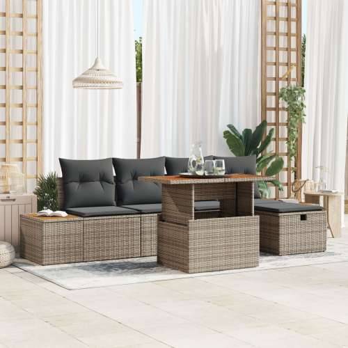 set od 6 komada vrtnih sofa s jastučićima siva poli ratan Cijena