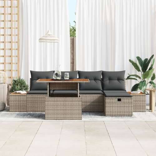 set od 6 komada vrtnih sofa s jastučićima siva poli ratan Cijena