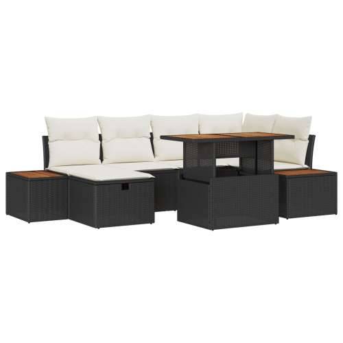 set od 7 komada vrtnih sofa s jastučićima crni poli ratan Cijena