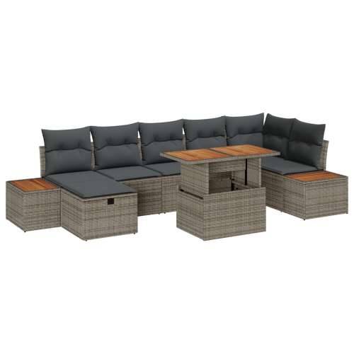 8 dijelni vrtni sofa set s jastučićima siva poli ratan Cijena