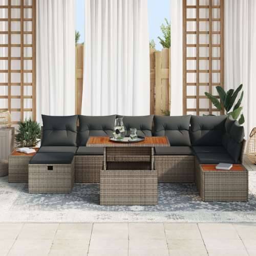 8 dijelni vrtni sofa set s jastučićima siva poli ratan Cijena