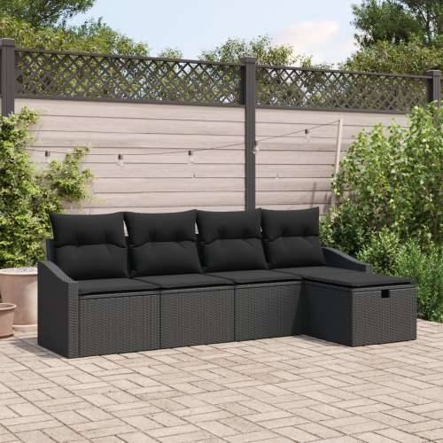 5-komadni vrtni set sofa s jastučićima crni poli ratan Cijena