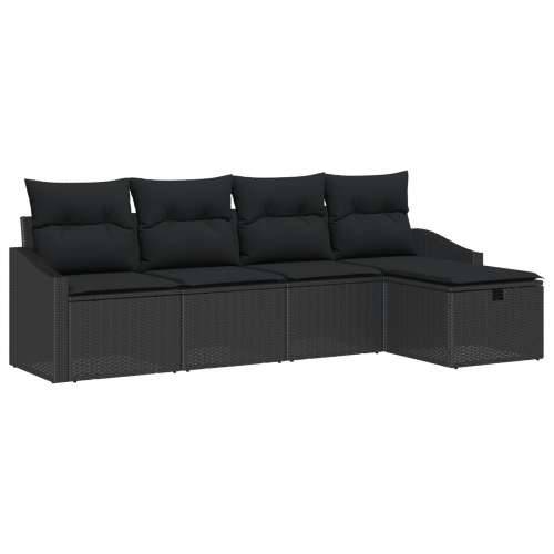 5-komadni vrtni set sofa s jastučićima crni poli ratan Cijena