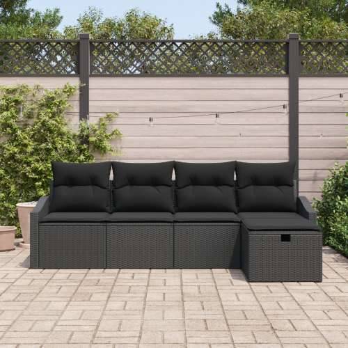 5-komadni vrtni set sofa s jastučićima crni poli ratan Cijena