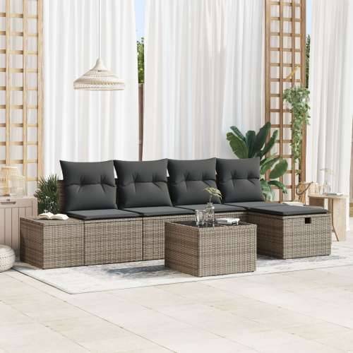 set od 6 komada vrtnih sofa s jastučićima siva poli ratan Cijena