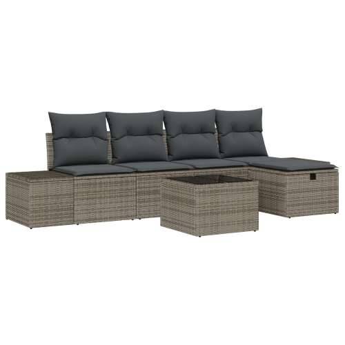 set od 6 komada vrtnih sofa s jastučićima siva poli ratan Cijena