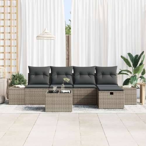 set od 6 komada vrtnih sofa s jastučićima siva poli ratan Cijena