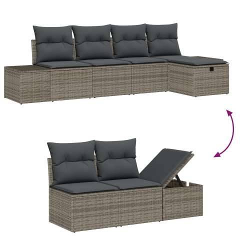 set od 6 komada vrtnih sofa s jastučićima siva poli ratan Cijena