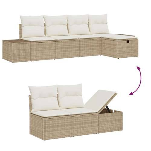 Set od 6 komada vrtnih sofa s jastučićima Bež poli ratan Cijena