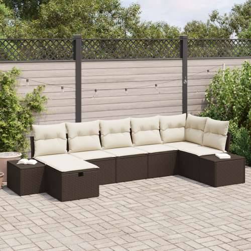 Set sofa za vrt od 7 dijelova s jastučićima smeđi poli ratan Cijena