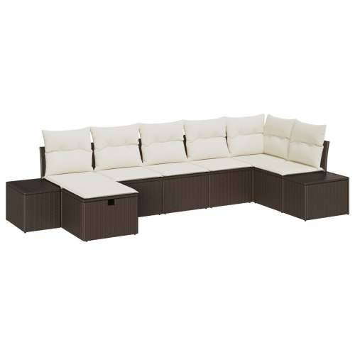Set sofa za vrt od 7 dijelova s jastučićima smeđi poli ratan Cijena