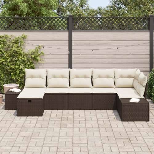 Set sofa za vrt od 7 dijelova s jastučićima smeđi poli ratan Cijena