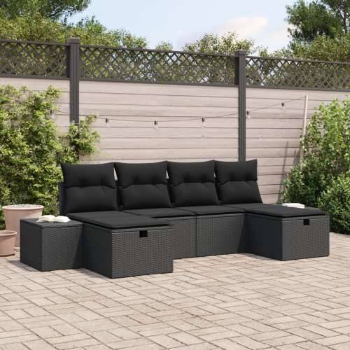 set od 6 vrtnih sofa s jastucima crni poli ratan Cijena