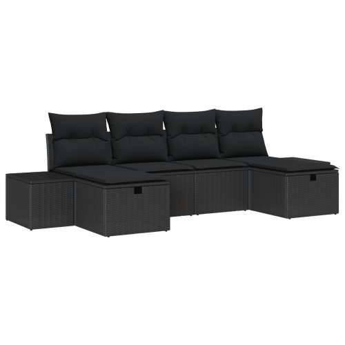 set od 6 vrtnih sofa s jastucima crni poli ratan Cijena