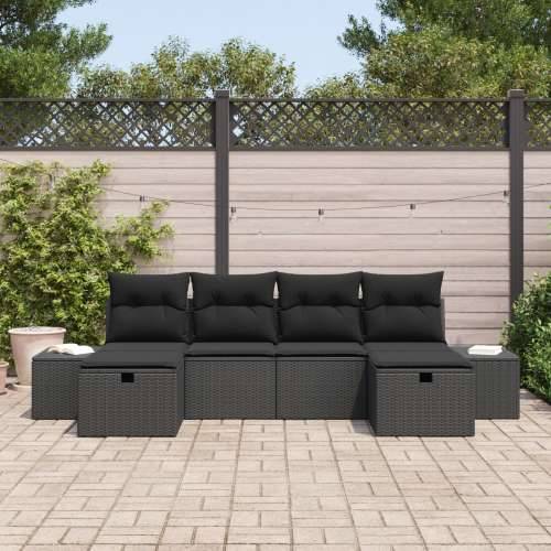 set od 6 vrtnih sofa s jastucima crni poli ratan Cijena