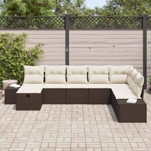 8-delni vrtni sofa set s jastučićima smeđa poli ratan Cijena