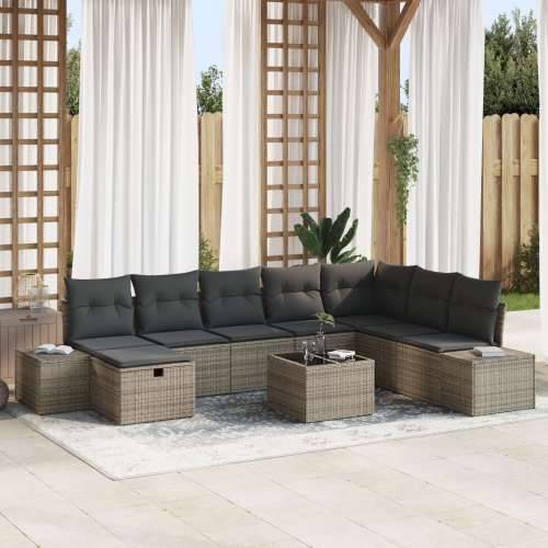 9-dijelni set dvorišnih sofa s jastučićima siva poli ratan Cijena