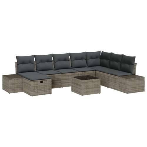 9-dijelni set dvorišnih sofa s jastučićima siva poli ratan Cijena