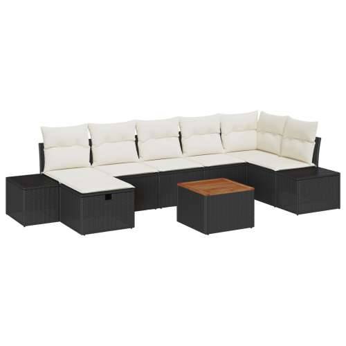 Vrtna garnitura - 8-dijelni set vrtnih sofa s jastučićima crni poli ratan Cijena