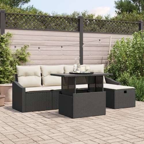 set vrtnih sofa od 6 s jastučićima crni poli ratan Cijena