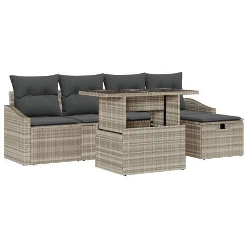 set od 6 vrtnih sofa s jastučićima svijetlo sivi poli ratan Cijena