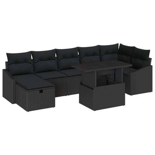 8 komada vrtni set sofa s jastučićima crna poli ratan Cijena