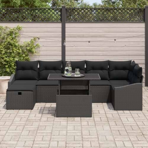 8 komada vrtni set sofa s jastučićima crna poli ratan Cijena