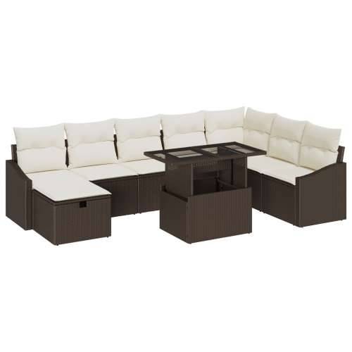 9-dijelni Vrtni Sofa Set s Jastucima Smeđi Poli Ratan Cijena